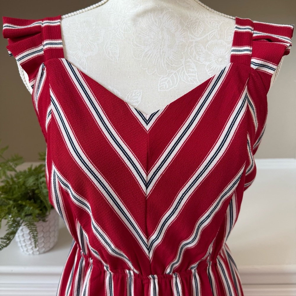 Monteau Red White & Blue Striped Sleeveless Dress Size Medium